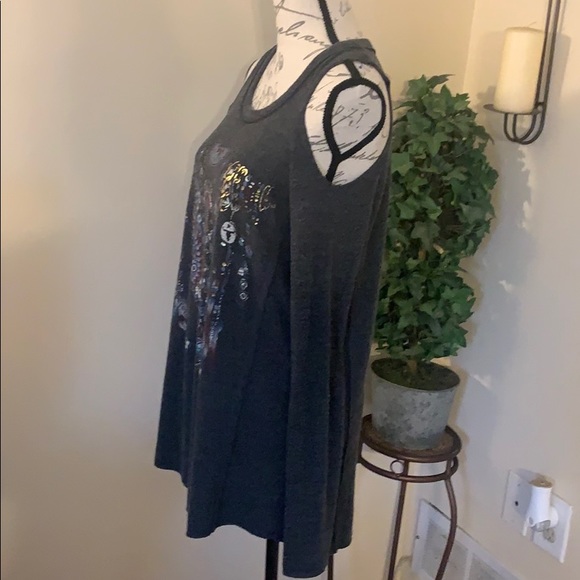 Lauren Moshi Aqua X Cold Shoulder Top - Picture 4 of 10